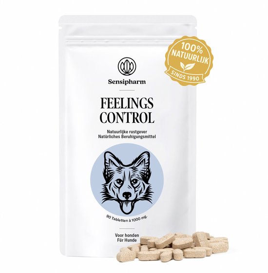Sensipharm Feelings Control Anti-Stress voor Hond en Kat - Kalmerend en Rustgevend Voedingssupplement bij Stress, Angst en Agressie - 90 Tabletten à 1000 mg
