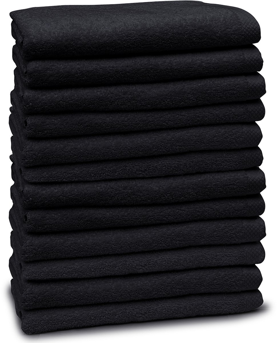 Eleganzzz Handdoeken Set - Set van 12 - Badhanddoeken 70x140cm - Badlakens - Handdoek - 420 gr/m2 - 100% Katoen - black