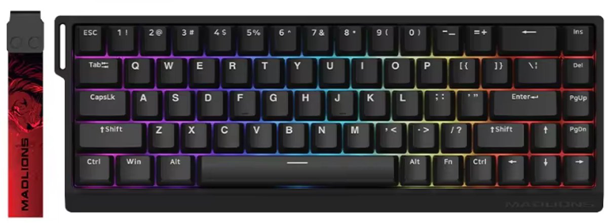MADLIONS MAD 68 HE RGB - Gaming Keyboard (Toetsenbord) - 60% - 8KHz - 0.04mm Rapid Trigger - Magnetisch - RGB - PBT - 68 Toetsen - Side-Printed - Zwart