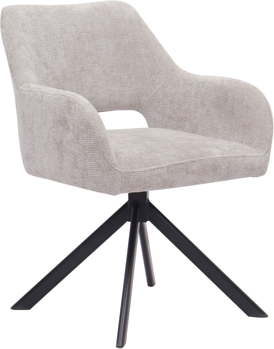 Ams Living® Eetkamerstoel Draaibaar | Luxe afwerking | Stoffen Stoel met Metalen Poot | Kleur Licht Grijs | Eettafel Stoelen | Design Stoelen Eettafel