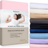 Bed Couture - Hoeslaken en percale 100% Katoen tissage impérial de haute qualité - Double 120x200cm - Hauteur d'angle 30cm - Ultra doux et souple - Rose