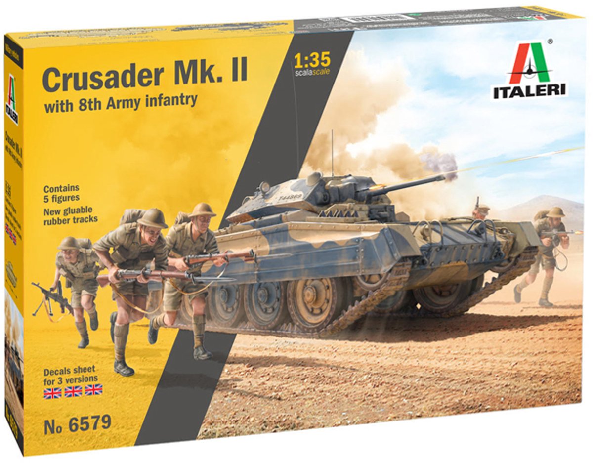 Italeri Modelbouwpakket Militaire voertuigen - 6579 Crusader Mk. II with 8th Army Infantry Plastic - 1:35 - Modelbouw