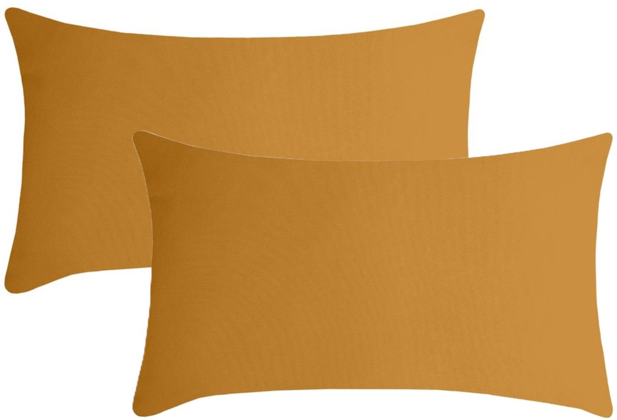 Stof Textile sierkussen Nelson - 2x - okergeel - 30 x 50 cm - bank kussens - zitkussens - binnen/buiten - polyester