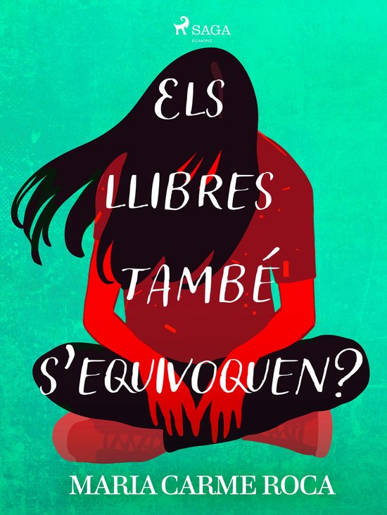 Boek met rode figuur en zwarte haren zittend met de tekst 'ELS LLIBRES TAMBÉ S'EQUIVOQUEN?'