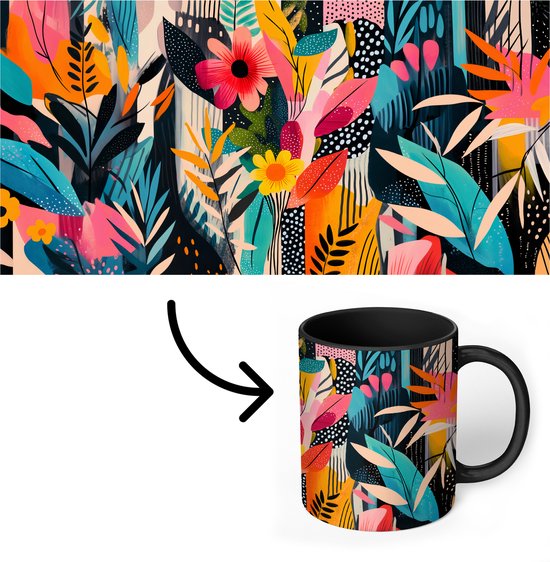 Tasse magique - Tasses photo sur tasses chauffantes - Tasse à café - Peinture - Abstrait - Fleurs - Rose - Tasse Magic - Tasse - 350 ml - Tasse à thé