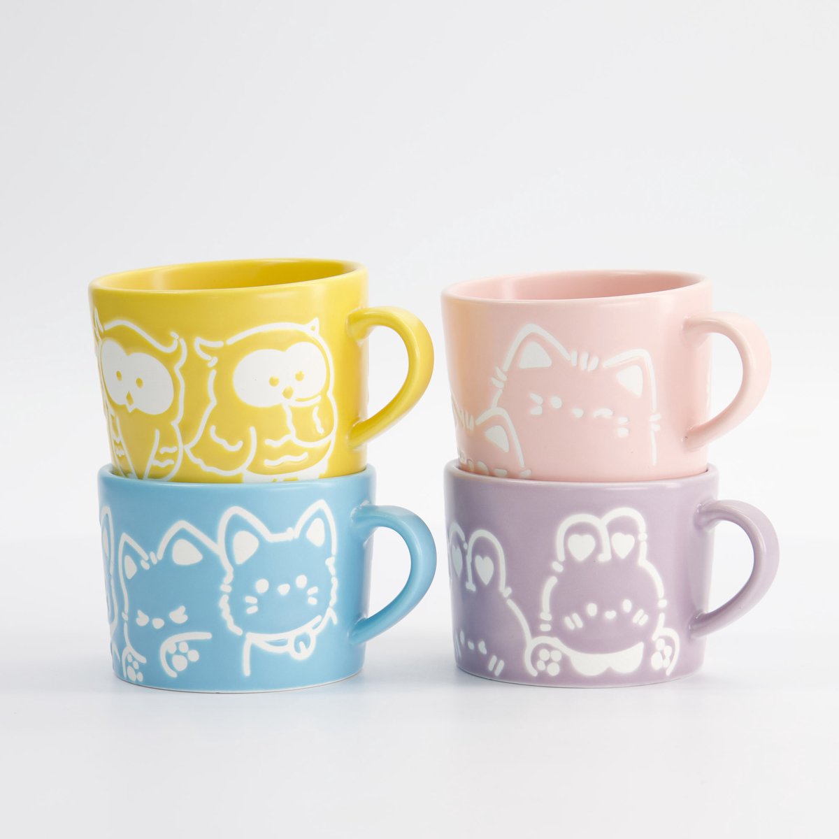 Tokyo Design Studio Kawaii Mok Set – 4 stuks – Porselein - Pastelkleuren - cadeaudoos
