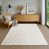 the carpet Everest – vloerkleed met moderne korte pool, hoog-laag effect, 3D-effect, hoge pooldichtheid en aangenaam zacht, etnisch geïnspireerd patroon, crème, 240 x 340 cm