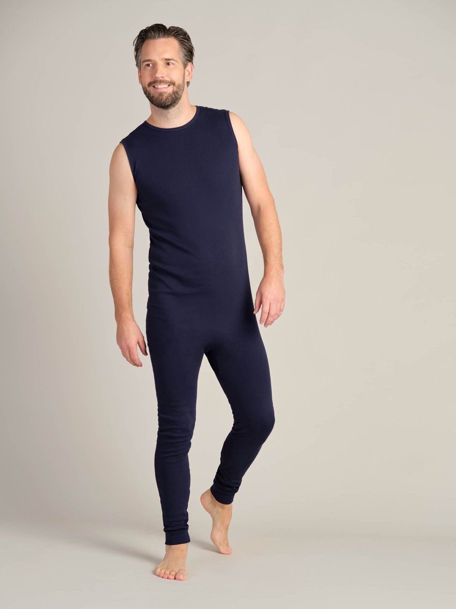 Goedkoopste Body voor volwassenen - Rugritssluiting - Lange pijpen - Donkerblauw - XS