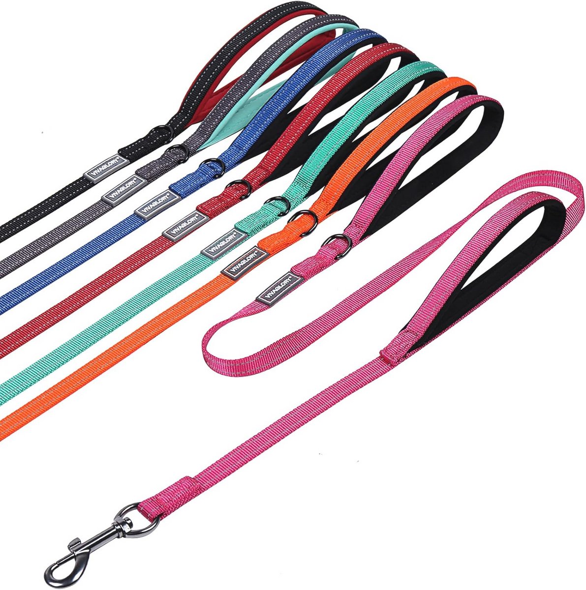 Hondenriem met dubbele handgrepen - Reflecterende nylon verkeersriem voor kleine en middelgrote honden - 5 voet lang