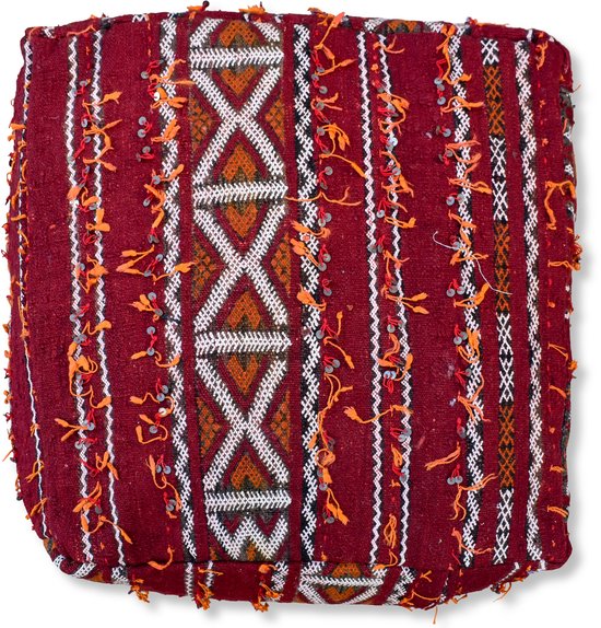 Poufs&Pillows Coussin de sol marocain - Pouf bohème - kilim unique tissé à la main à partir de matières naturelles - Livré garni