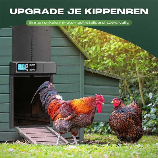 talifoca Grote automatische kippenklep, elektrische kippenklep, aluminium, automatische kippendeur, met waterdicht groot display, handmatige timer, kippendeur voor veilig kippenhouden talifoca Grote automatische kippenklep, elektrische kippenklep, aluminium, automatische kippendeur, met waterdicht groot display, handmatige timer, kippendeur voor veilig kippenhouden