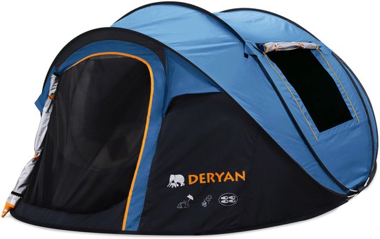 Deryan Luxe Pop Up Tent - 4 persoons - 1 Second Pop-Up - 2000MM waterkolom - Anti-UV 50+ - Navy