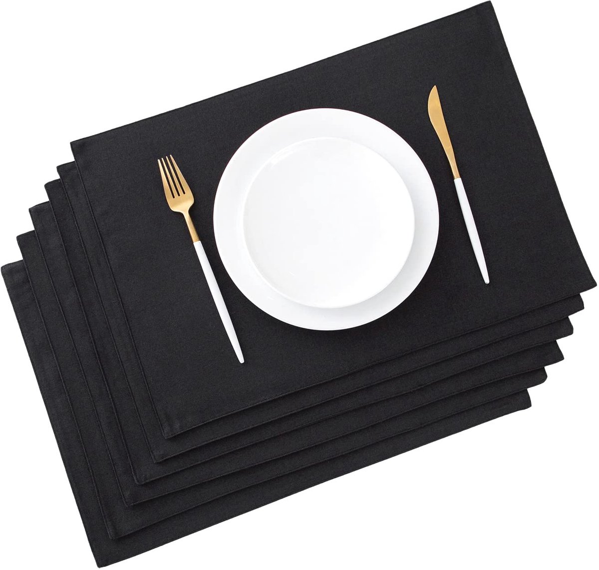 Unyqoos® Zwarte Wasbare Placemats Set van 6 - Dubbelzijdig en voor Elke Tafel