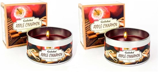 Goloka - Appel kaneel - Apple Cinnamon - Geurkaars - Kerstgeur - Sojawas - 2 stuks