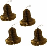 Honeycomb Kerstklok Goud 8cm 4 stuks