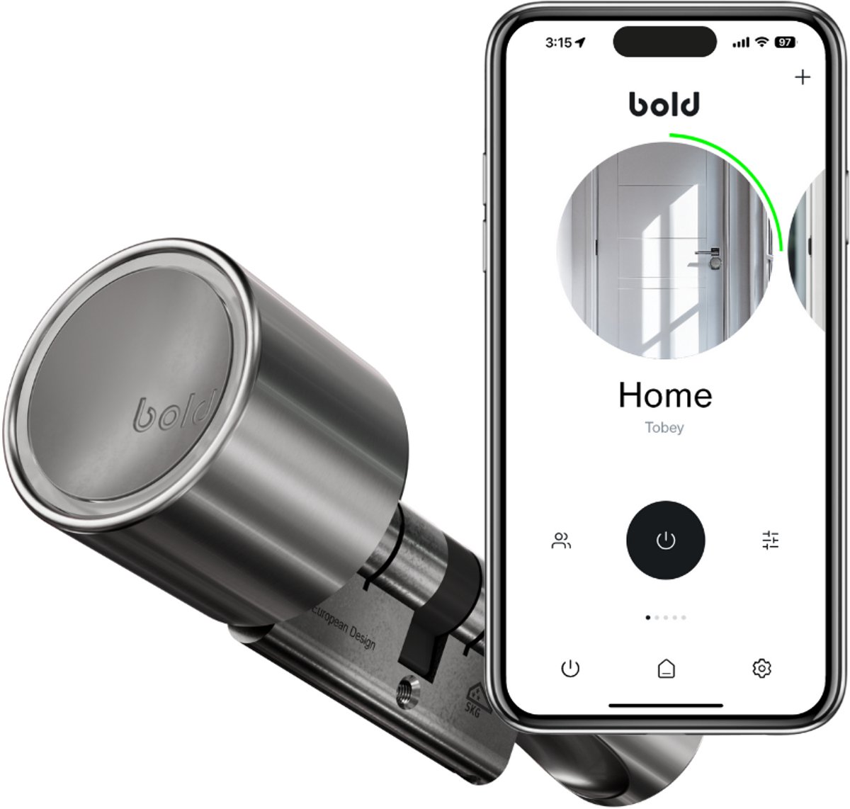 Bold Cilinder - Bold Smart Lock SX-55 - Slim deurslot - RVS - Zilver