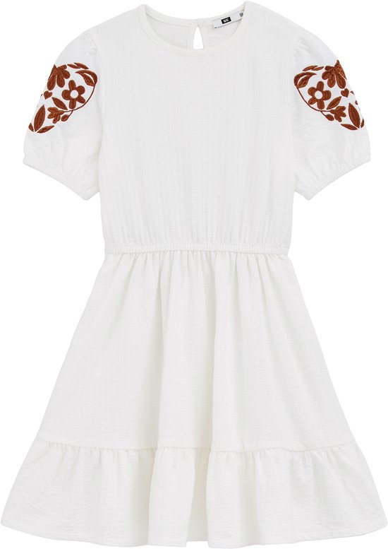 WE Fashion Meisjes seersucker jurk met embroideries