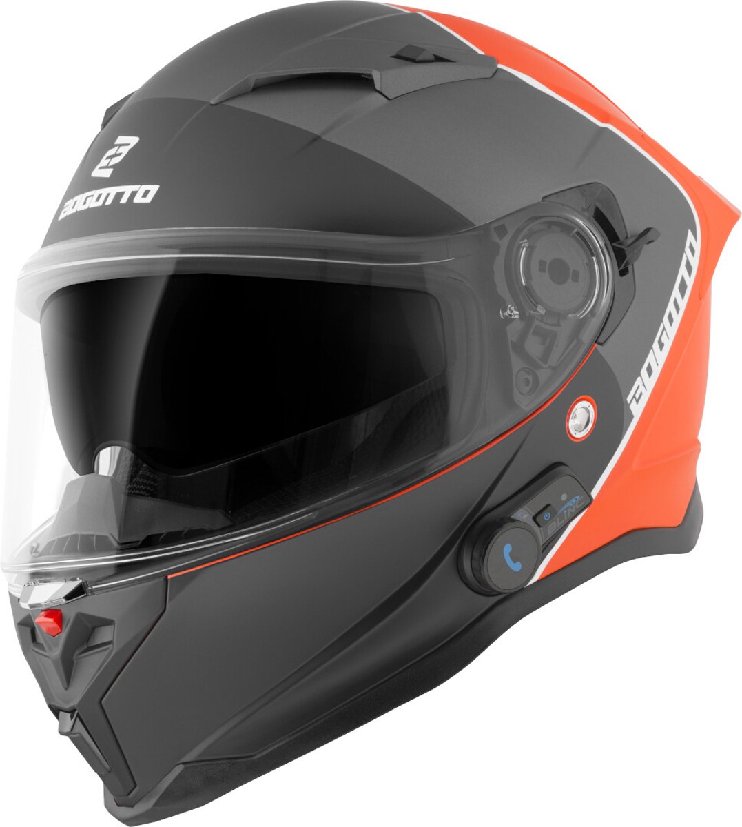Bogotto H153 BT SPN Zwart Oranje Bluetooth Helm - Maat L - Helm