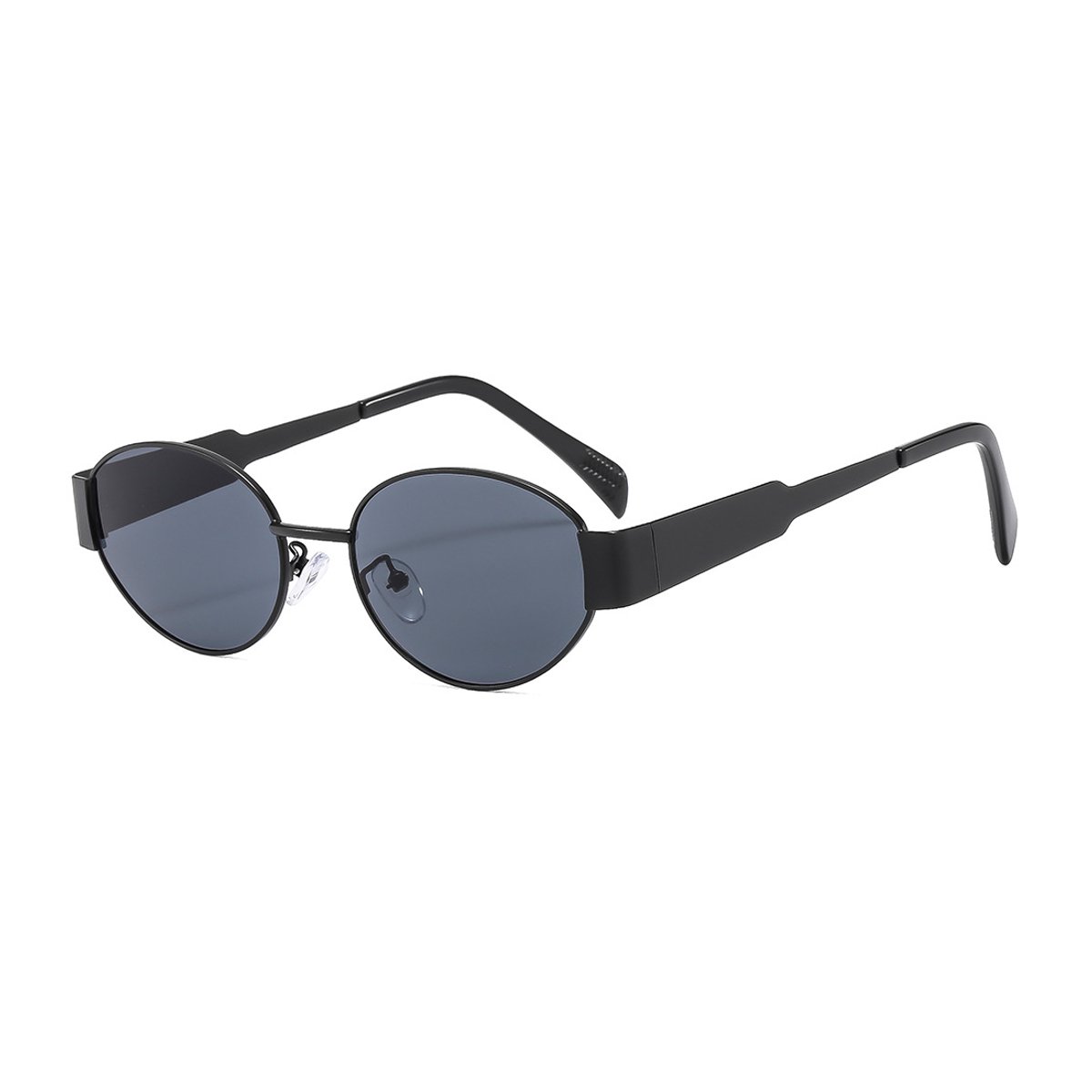 Retro Oval Zonnebril - Zwart/Zwart | Metalen Frame | Fashion Favorite
