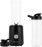 KitchenBrothers Mini Blender - Blender to Go - Smoothie Maker - 2 To-Go Bekers 600 ml - Zwart
