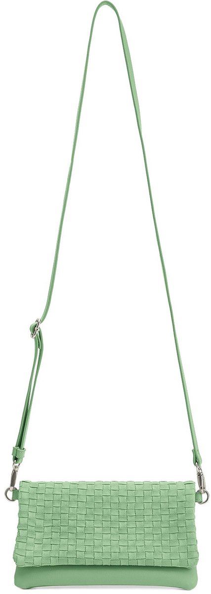 FREDsBRUDER Leren Schoudertas Weave Harmony Clutch Fresh Mint Mintgroen