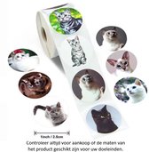 Rol met 500 Katten stickers - 2.5 cm diameter - Cats - Kat - Kater - Poes - Decoratie - Versiering - Verjaardag