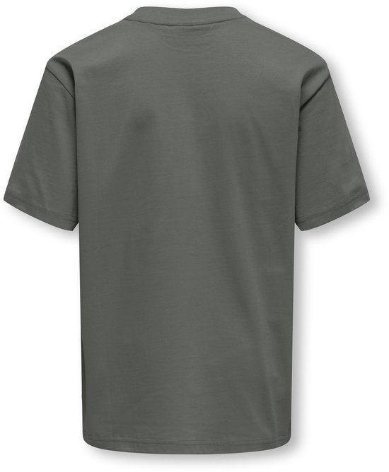Donkergrijs T-shirt, achterkant zichtbaar.