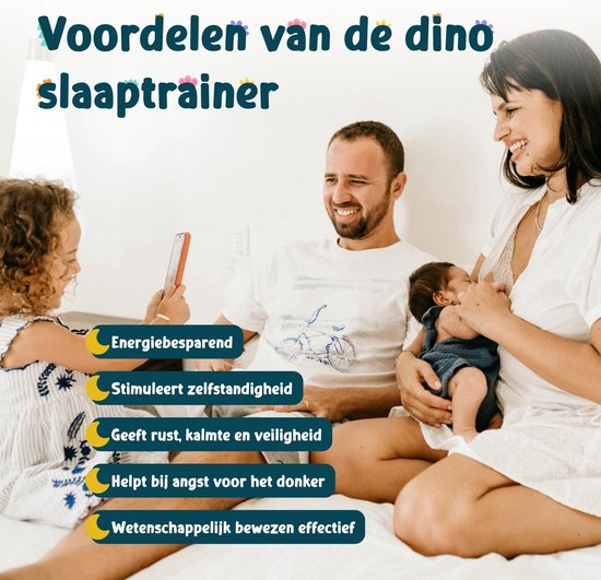 Entraîneur de sommeil - Réveil pour enfants - Réveil de sommeil - Lampe de nuit Enfants - Entraîneur de sommeil Dino - Rechargeable - Veilleuse Dino - Aide au sommeil - Vert - Omni Kids