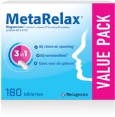 MetaRelax Magnesium Tabletten - Bij stress & spanning, vermoeidheid, goed voor de spieren - Hoogwaardig magnesiumcomplex met magnesiumglycerofosfaat, B-vitamines en vitamine D - Hou het hoofd koel, schiet niet in een kramp - 180 tabletten