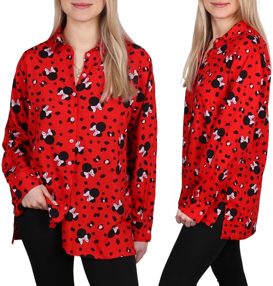 Minnie Mouse DISNEY Rood damesshirt met lange mouwen 100% VISCOSE