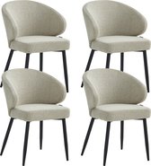 Bol.com Colenis® - Ruby Eetkamerstoel - Set Van 4 – Beige – Bouclé - Design aanbieding