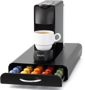 Porte-capsules avec tiroir pour Nespresso - Porte-tasses - 50 capsules de café - Porte-capsules - Acier inoxydable - Noir