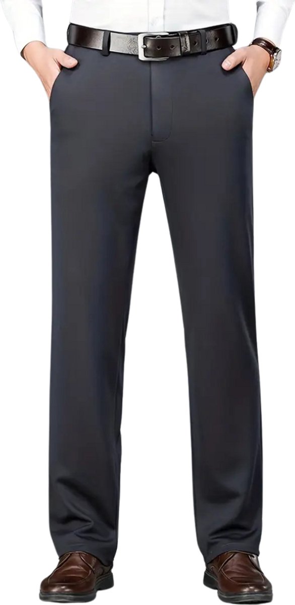 Nivard Pantalon Heren Chino Golfbroek Nette Broek Elastische Tailleband Volwassenen Donkergrijs
