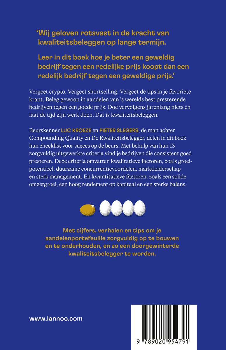 De kunst van het kwaliteitsbeleggen - back cover