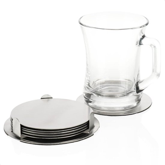 Ensemble de 14 sous-verres avec support - pour boissons - sous-verres ronds en acier