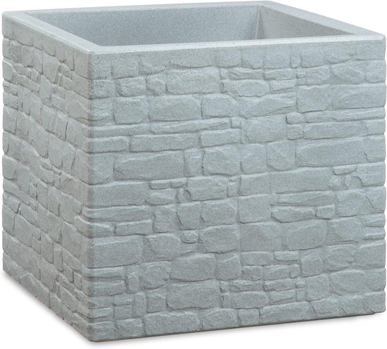 Scheurich Linetto High 54 Plantenbak, rond, kleur: Stony Black, gemaakt van gerecycled kunststof, voor buiten
