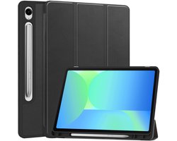 Hoesje - Geschikt voor Samsung Galaxy Tab S10 FE Plus - Dun & Stevig - Hard Cover Case - Trifold Bookcase Hoes - Met Uitsparing Geschikt voor S Pen - Hardcover Book - Tablethoes - Zwart