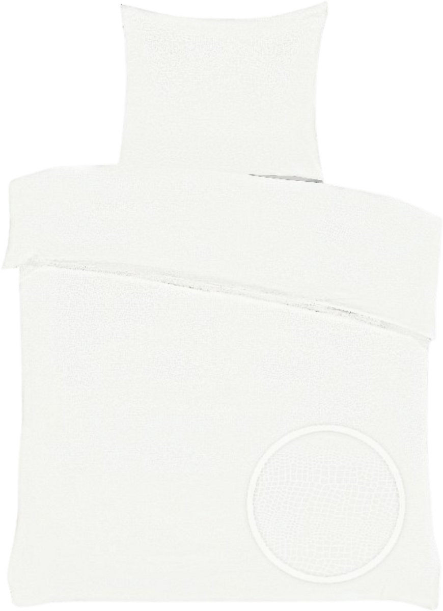 SweetSleeping Dekbedovertrek Croco - Modern - 140 x 220cm + 1 kussensloop 60x70cm - Cream - 100% Zijdezacht Micropercal - Strijkvrij - Krimpvrij