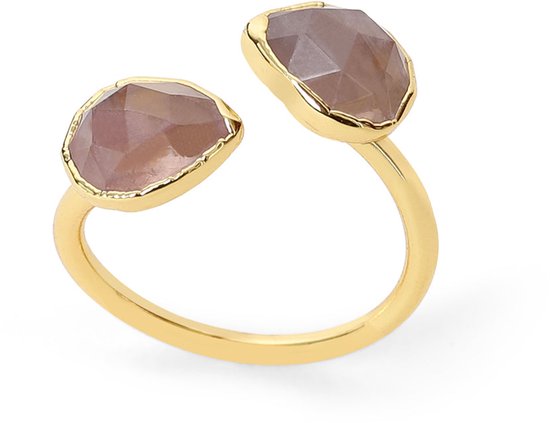 Ring Zentana en quartz rose - Ring ouverte en pierre précieuse - Amour - Bijoux pour femmes et dames