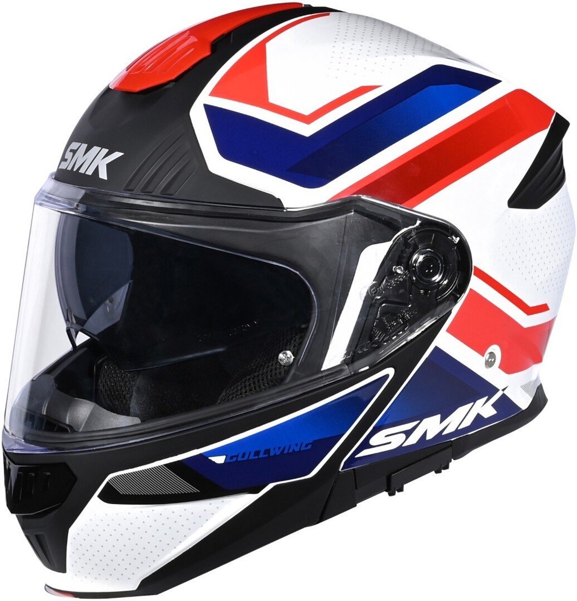 SMK Gullwing Supertour Wit Blauw Systeemhelm - Maat XS