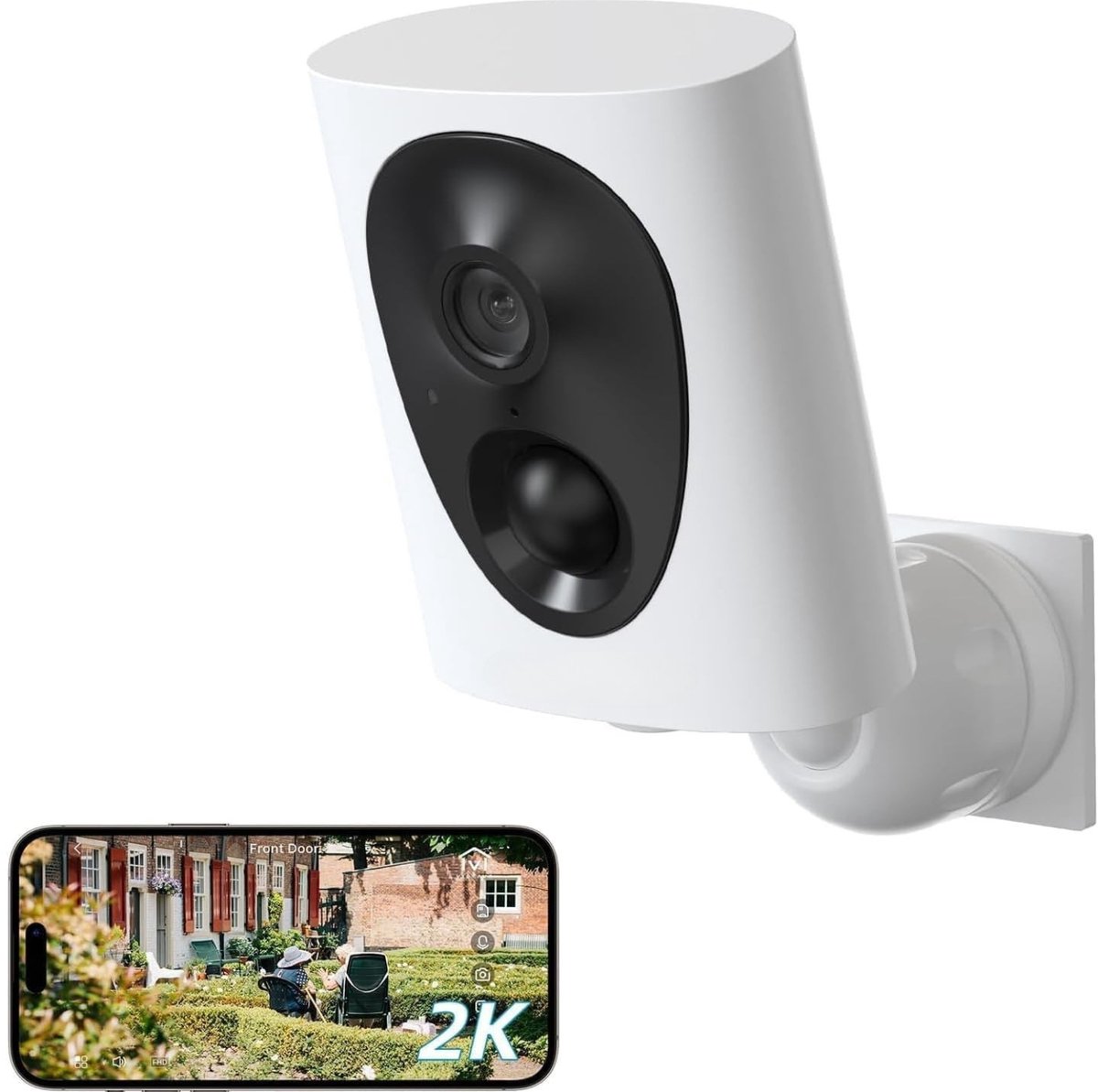 Intelectro Beveiligingscamera - Uw Betrouwbare Partner in Veiligheid, Dag en Nacht - 1080P Full HD Camera - Ingebouwde Nachtkijker - Werkt 1-3 Maanden op Accu - 2 Weg Audio - AI Bewegingsdetectie - Wit - Levering Sneller dan Aangegeven!