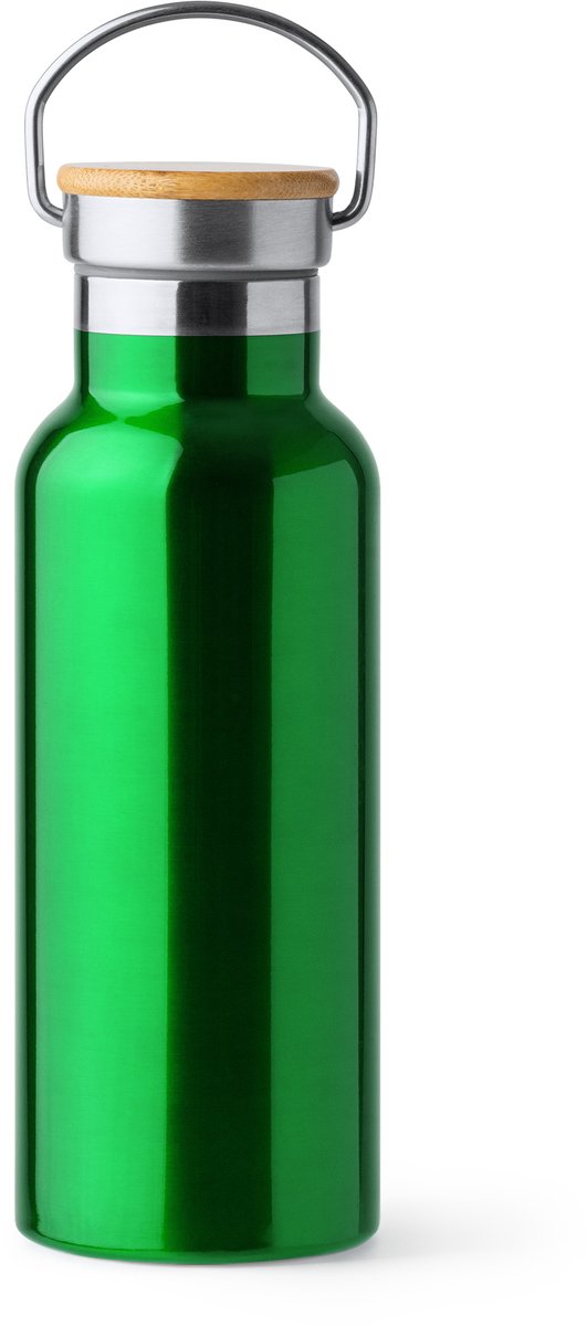 Dubbelwandige RVS Thermosfles. 500 ml kleur Groen Tiset 1537 Geschikt voor lasertechniek