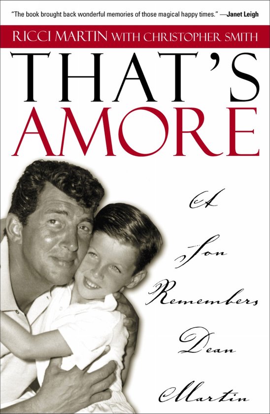 Boekomslag van "That's Amore" door Ricci Martin met Christopher Smith. Een foto van een volwassene die een jong kind vasthoudt.
