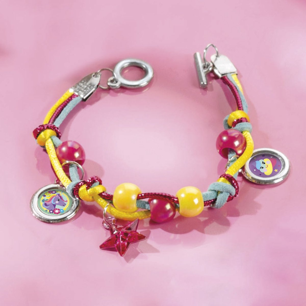 Totum Unicorn 2 armbandjes en ketting maken sieraden knutselset | knutselen speelgoed meisjes vanaf 5 jaar | 25-delig met metalen unicorn bedel — cadeau in Spellen & Speelgoed - foto 4