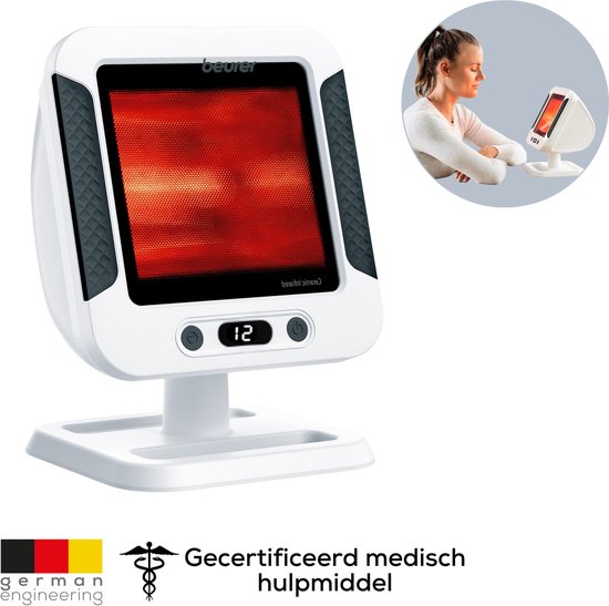 Beurer IL 60 Infraroodlamp - Warmtetherapie voor Spieren, Gewrichten en bij Verkoudheid - Keramisch Glas voor Veilige Bestraling - 100 % UV blokkering - Traploos Instelbaar XL Stralingveld (30 x 40 cm)