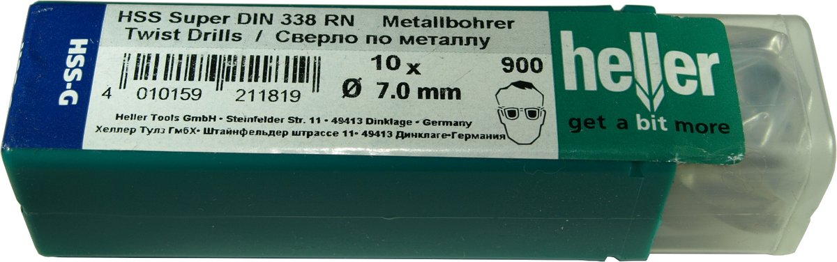Heller Tools HSS Metaal-Spiraalboor 7mm x 109mm 10 stuks