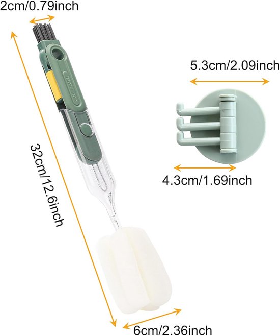 5-in-1 flessenborstel, reinigingsborstel, lange multifunctionele 5-in-1 flessenborstel, reinigingsborstel, lange multifunctionele
