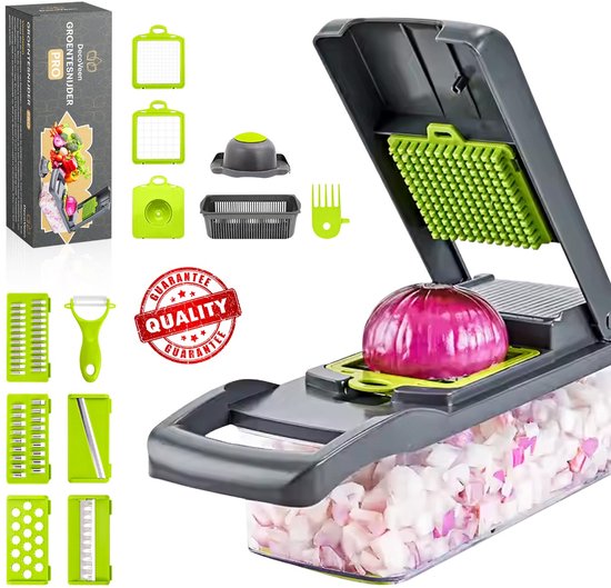 DecoVeen® 16 delige Multifunctionele Groentesnijder Incl. Eierdooier Scheider & - Groente & Fruit Snijder - - Keuken Snijmachine - Fruitsnijder - Uiensnijder