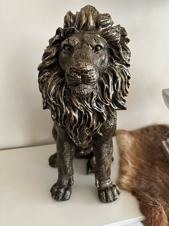 Goodyz - Animaux de la jungle - Lion - Lion assis - Couleur bronze - 45 cm de haut