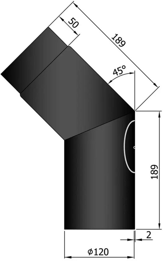 FIREFIX R130/5D Ofenrohr aus 2 mm starken Stahl (Rauchrohr) in 130 mm Durchmesser, für Kaminöfen